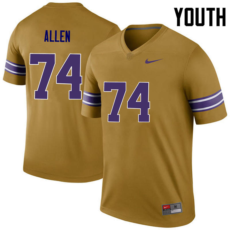 Youth LSU Tigers #74 Willie Allen College Football Jerseys Game-Legend